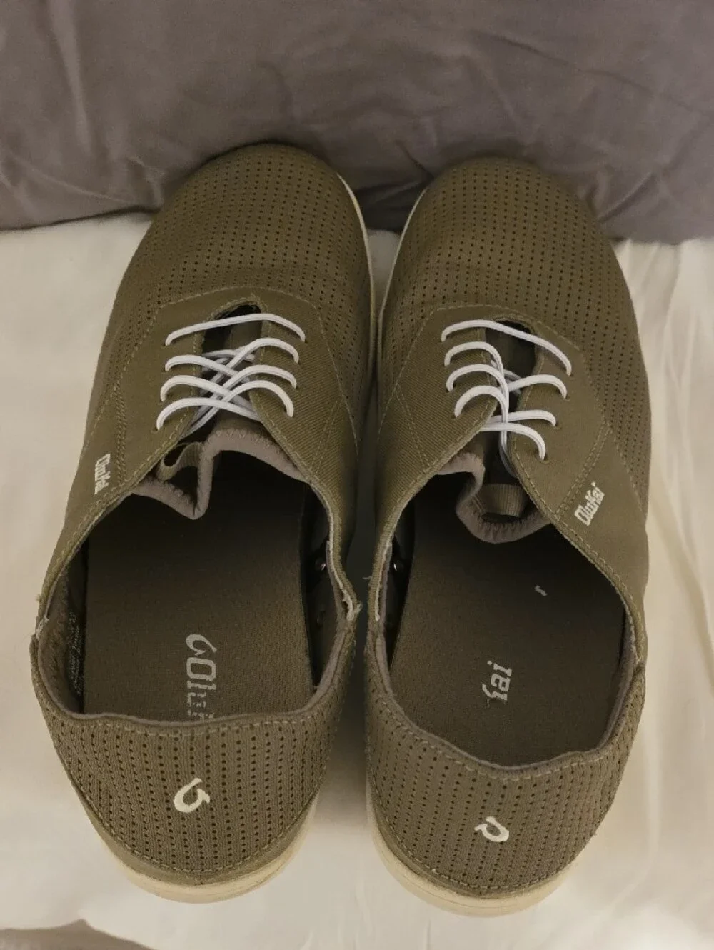 OluKai Men's Low-Profile Perforated Canvas Sneaker - Olive Green
